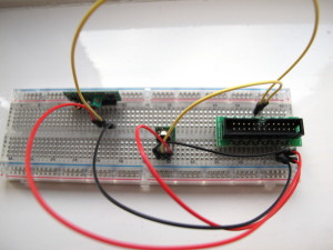 Breadboard with transmitter and receiver