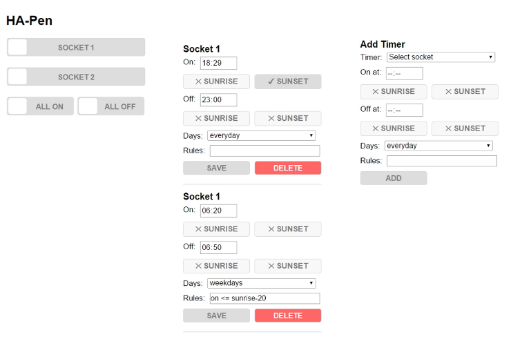 HA-Pen web interface