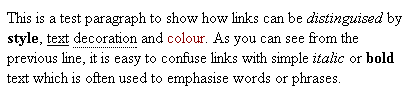 Image showing  how text styles can distinguish links from ordinary text